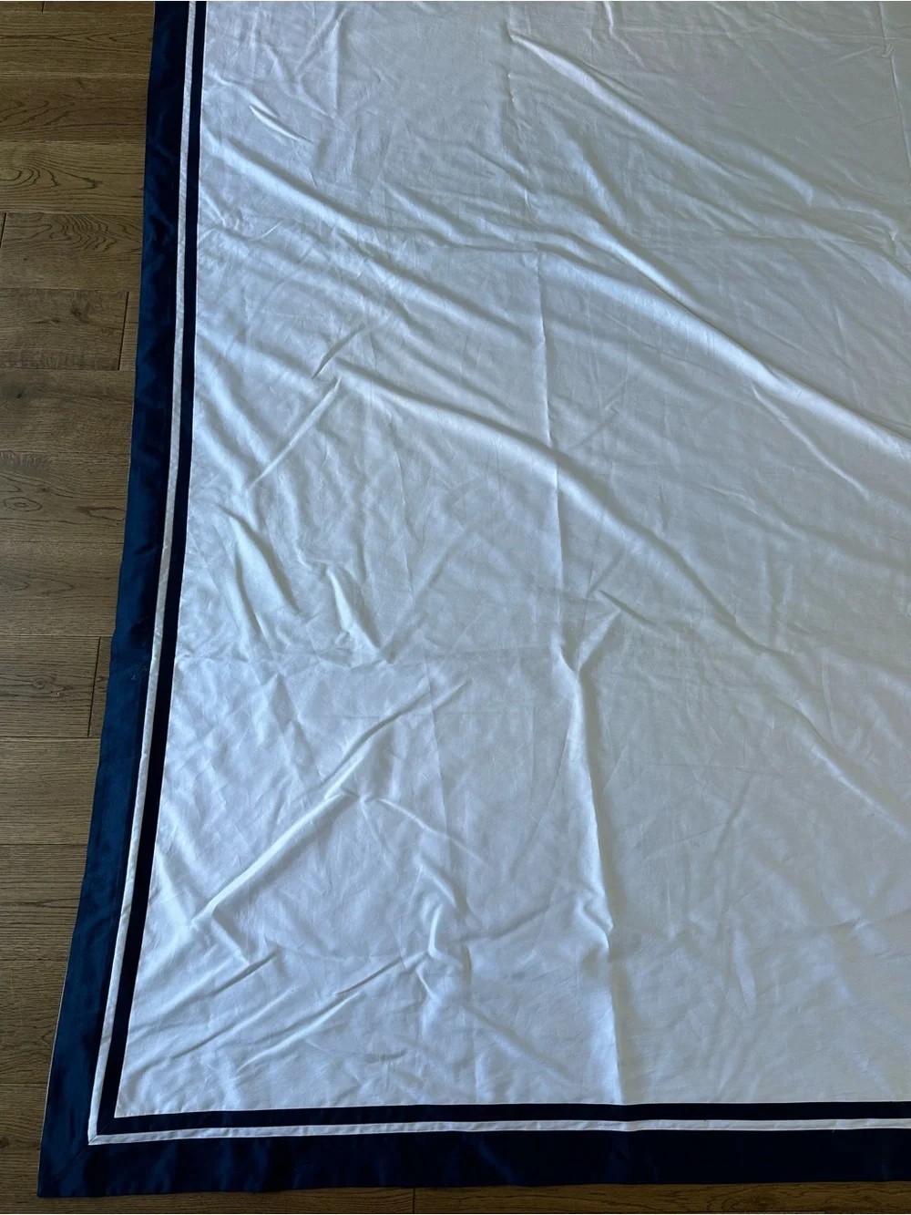 Ralph Lauren 100% Cotton Queen Duvet Cover White w/ Blue Trim